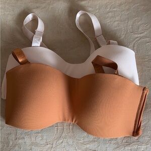 Danskin Removable Strap padded Ribbed Bandeau Bras Copper & Lt Pink 34B